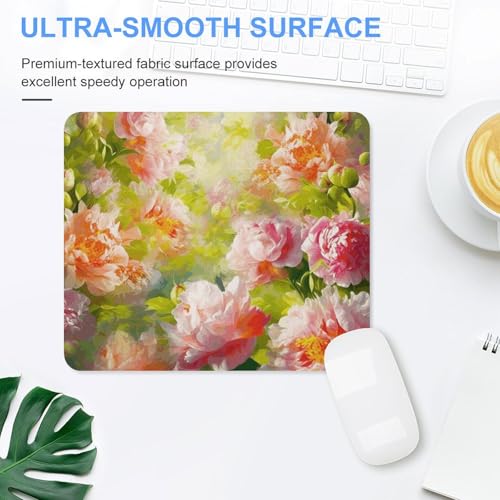 Tapis de souris carré doux surface lisse Bright Peonies étanche