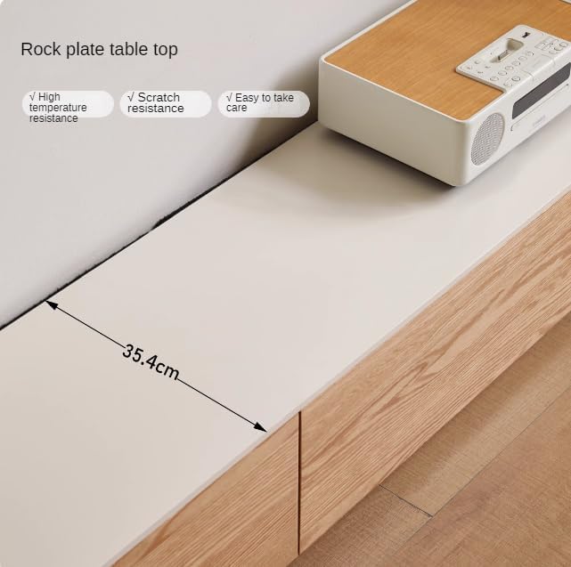 GVAwood Oak, Rubberwood Modern Rock Slab Floor TV Cabinet 78.9x13.9x11.0 inch / 200.4x35.4x28 cm/Natural Wood Color/Oak TV Cabinet Independent Model