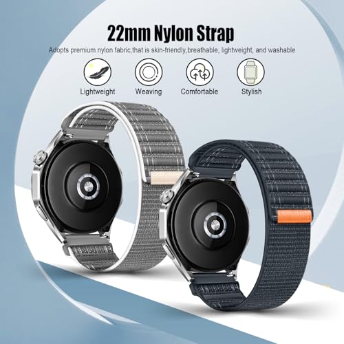 Image of XMUXI Compatible with Huawei Watch 4 Strap Nylon Solo Loop GT4 GT3 Replacement Band for GTR 4 Quick Release Venu 2 /3 /Vivoactive 4 Watch Strap 22mm Nylon Strap Women Men