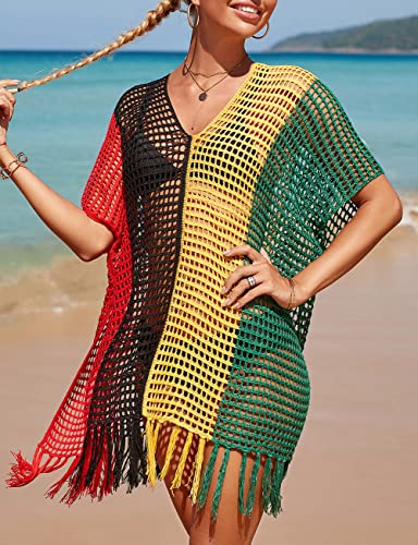 Bsubseach Crochet Cover Up Beach Dresses Swimsuit Coverups For Swimwear Women With Tassel Patchwork #TOP4