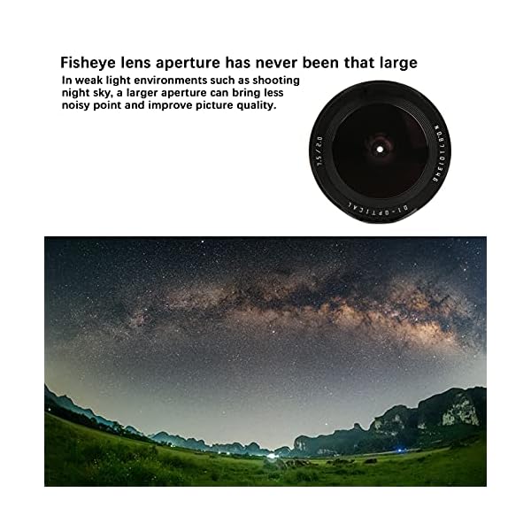 KUIDAMOS Objektiv mit manueller Fokussierung, Fisheye-Objektiv mit großer Blende 7,5 mm F2,0-Objektiv F2 Blenden… – Bild 7