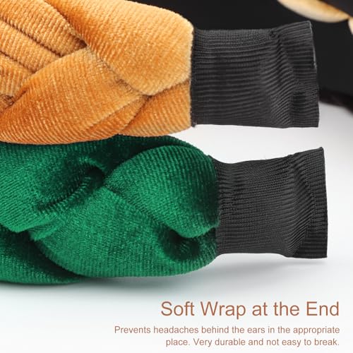 Image of DRESHOW Braided Headbands for Women Velvet Hair Hoop Elastic Criss Cross Hair Bands Accessories