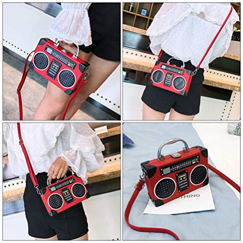 ABOOFAN Rádio Em Forma De Saco Do Vintage Bolsa Crossbody Parágrafo Como Mulheres Vermelhas