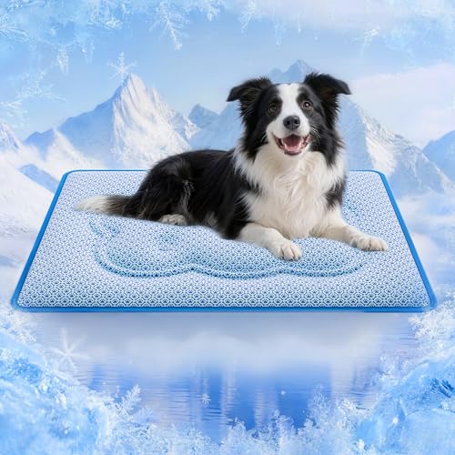 Dog Cooling Mat, Thick Cooling Mat for Dogs with PCM & Thermochromic Tech, Dual-Sided Durable Waterproof Cool Dog Bed Mat for All-Year Use, Q-Max>0.5, Machine Washable, Non-Toxic - L(26" x 35") by YARMLYS - Used condition - US$27.17