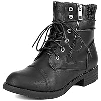 DREAM PAIRS Women's Lace Up Combat boots Ankle Booties,Size 7.5,Black,PEAKK