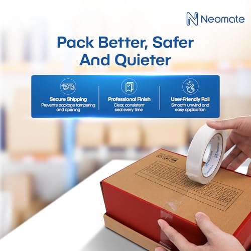 Image of Neomate Low Noise Cello Tape | 1 Inch (24mm x 65m), Transparent | Set of 3 | Multipurpose Adhesive Tape for Office, Home, and Craft Projects