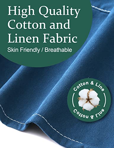 Image of Cozy Adjustable Cross Back Aprons for Women with Pockets Cotton Linen Cooking Kitchen Baking
