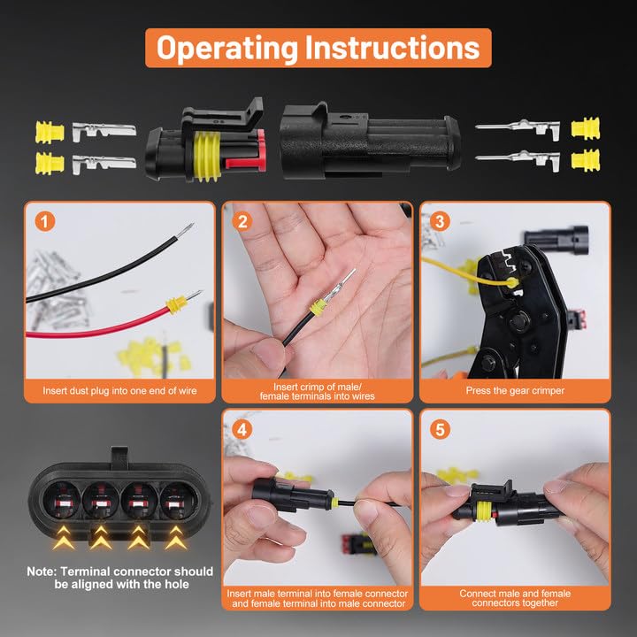 Operating instructions for crimping and assembling electrical connectors