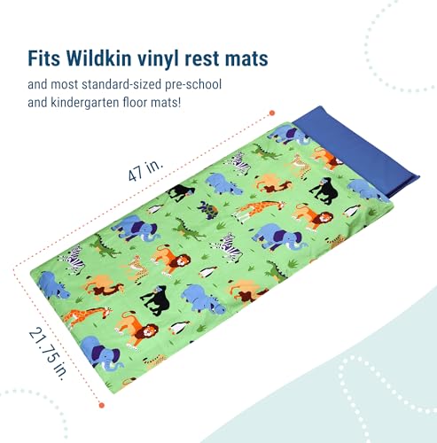 Image of Wildkin Kids Microfiber Nap Mat Cover - Soft, Durable & Fits 1.5 inch Vinyl Sleep Mats (Wild Animals)