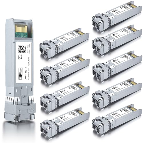 10 pack,10G Single Mode SFP+ LC Module, 10GBase-LR Fiber Transceiver for Cisco SFP-10G-LR, Meraki MA-SFP-10GB-LR