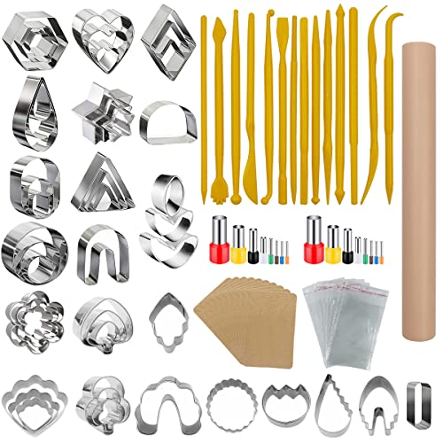 AIFUDA - Lot de 100 emporte-pièces pour argile polymère, 49 formes et 51 accessoires pour la création de boucles d'oreilles et bijoux, rose
