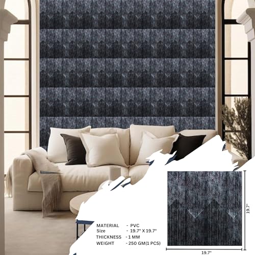 Image of Kayra Decor 3D PVC Wall Panel Artisian Design Thunder Black Color 19.7 inch x 19.7 inch (Pack of 12) - Covers 32.34 Sq. Ft.