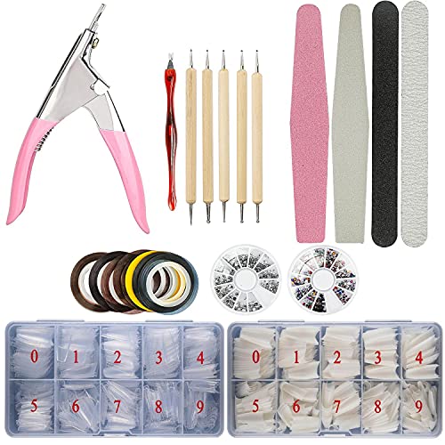 Vansza Beauty Nail Tips Kit Acrylic Set - French Coffin Nail Tips Half Cover Acrylic Nail Tips kit