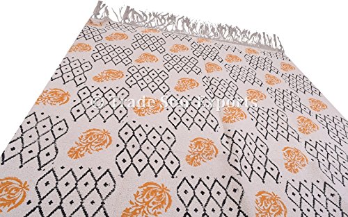 Tapis d'impression de bloc de main indienne 4x6 Ft en coton