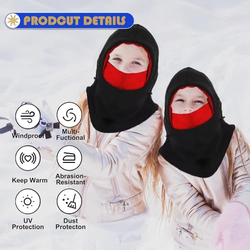 Kids Winter Hats Balaclava, Winter Windproof Ski Hat with Full Face Mask, Unisex Thick Warm Fleece Hat for Children4