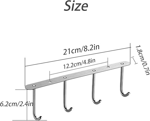 Miniatura 6 de Dxcaicc Colgador de utensilios resistente con ganchos, estante de ganchos debajo del gabinete, ganchos adhesivos para colgar, organizador y