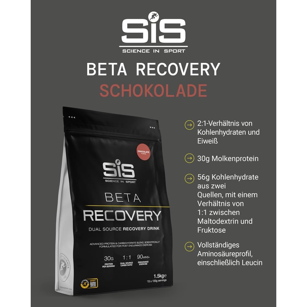 Science in Sport BETA Recovery Pulver 1,5 kg Schokolade - Regenerations Sportgetränke Pulver mit Kohlenhydraten und Proteinen im 2:1 Verhältnis, Getränkepulver zur Trainingsunterstützung