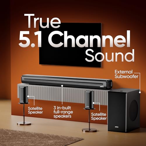 Image of Mivi Nex 650 Soundbar [New Launch], 650 Watts, 5.1 Channel System with Sound bar, Satellite Speakers and Subwoofer, Nex Surround Feel Technology, Multiple Input Modes, Made in India