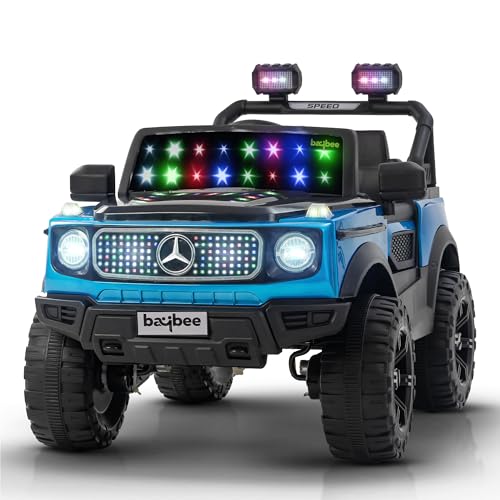 Image of Baybee Benzie Pro 4x4 Battery Operated Jeep for Kids, Ride on Toy Kid Car with RGB Windshield Light & Music | Baby Big Battery Cars | Electric Jeep Car for Kids to Drive 2 to 6 Years (Painted Blue)