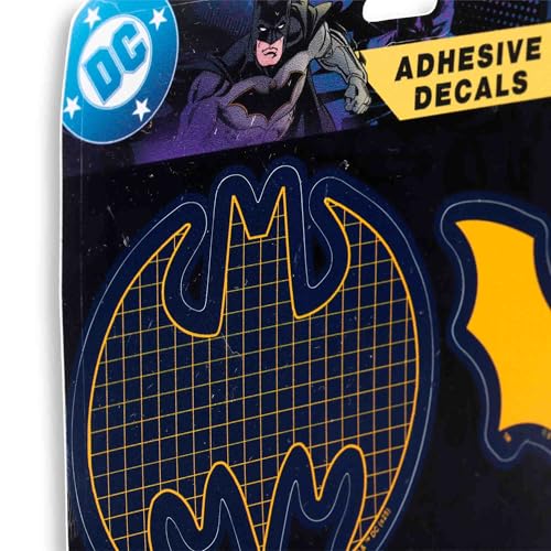 Image of DC Comics Batman Adhesive Vinyl Decals - Iconic Set of Batman Stickers for Car, Water Bottle or Laptop, 1 Pack (3 Count)