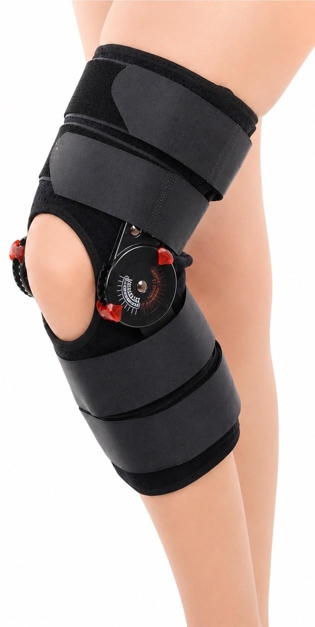 Generico Ginocchiera articolata per Uomo e Donna, Supporto immobilizzatore Post-operatorio per lesioni del legamento crociato Anteriore, del legamento collaterale mediale e del legamento crociato