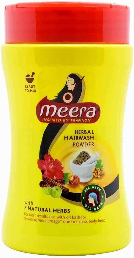 Meera Herbal Hairwash Powder With 7 Natural Herbs - 120g Pack of 3