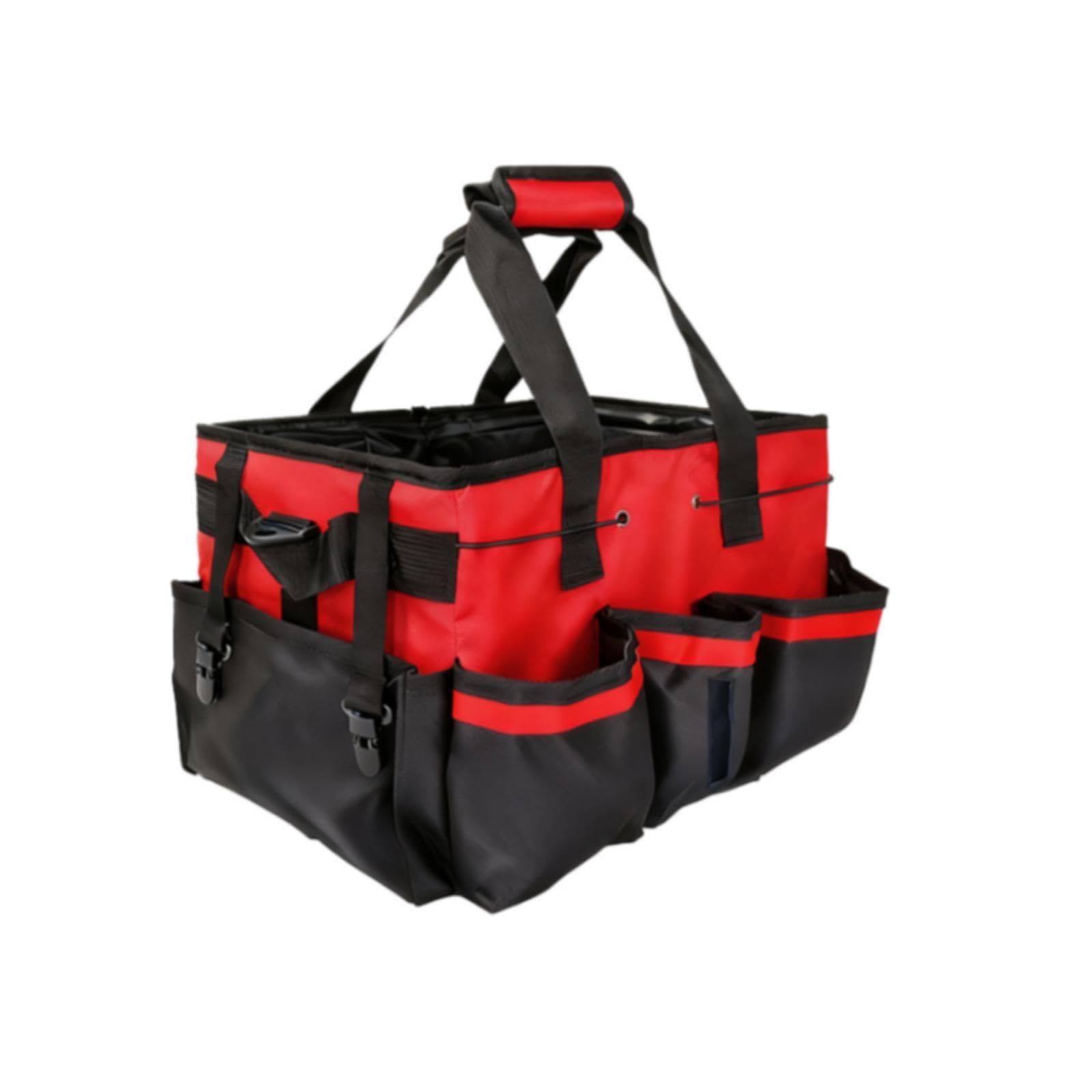 Reinigungstasche Organizer Arbeitsbeutel Tragetasche Werkzeughalter Polyester für Reinigung Haushalt Küche Bad Innenraum Garten, Rot
