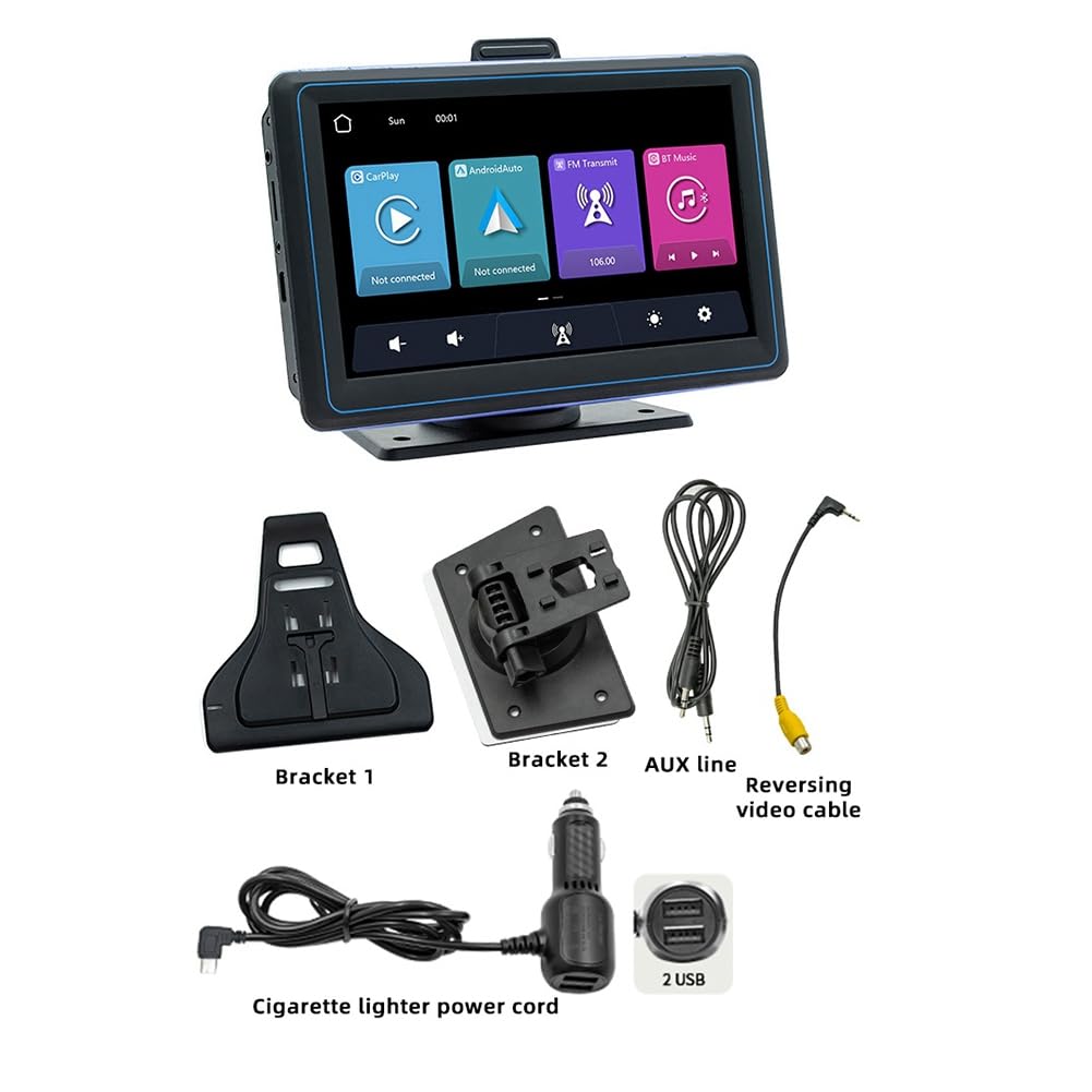 Pantalla táctil para coche de 7 pulgadas inalámbrica CarPlay y Android Auto Car Reproductor multimedia automático portátil Pantalla de navegación duradera