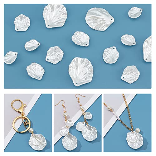 Perles feuille blanche acrylique légères pour éliminer le poids des grands bijoux - 3