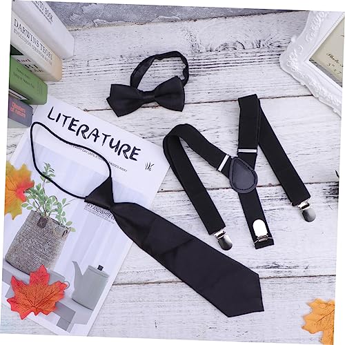 3pcs Boys and Girls Tie Set Boy Girl Suspenders Elastic Bow Tie Necktie for Solid Comfortable Easy to Wear4
