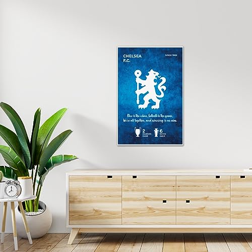 Image of TenorArts Chelsea FC Poster White Club Logo Wall Poster with Thick 300 GSM Matt Finish Paper (18inches x 12inches)