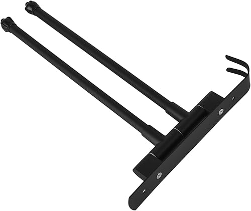 Miniatura 4 de Toallero giratorio de acero inoxidable negro con 3 brazos, toallero giratorio y movible con 3 brazos, ideal para baño, armario y cocina (dos postes)