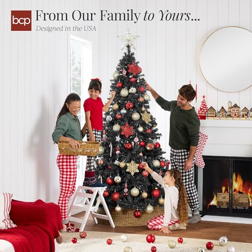 image for Best Choice Products 6ft Artificial Full Black Christmas Tree Seasonal