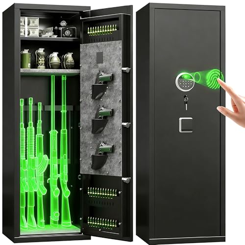 KILISTEELS [No Assembly Required] 10-12 Gun Safe for Home Rifles and Pistols,Gun Locker, Biometric...