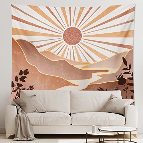 Tphihpt Bohemian Tapestry Mountain Tapestry Sun Tapestry Vintage Tapestry Aesthetic Tapestry For Living Room Bedroom 70.9X92.5 Inch #TOP1