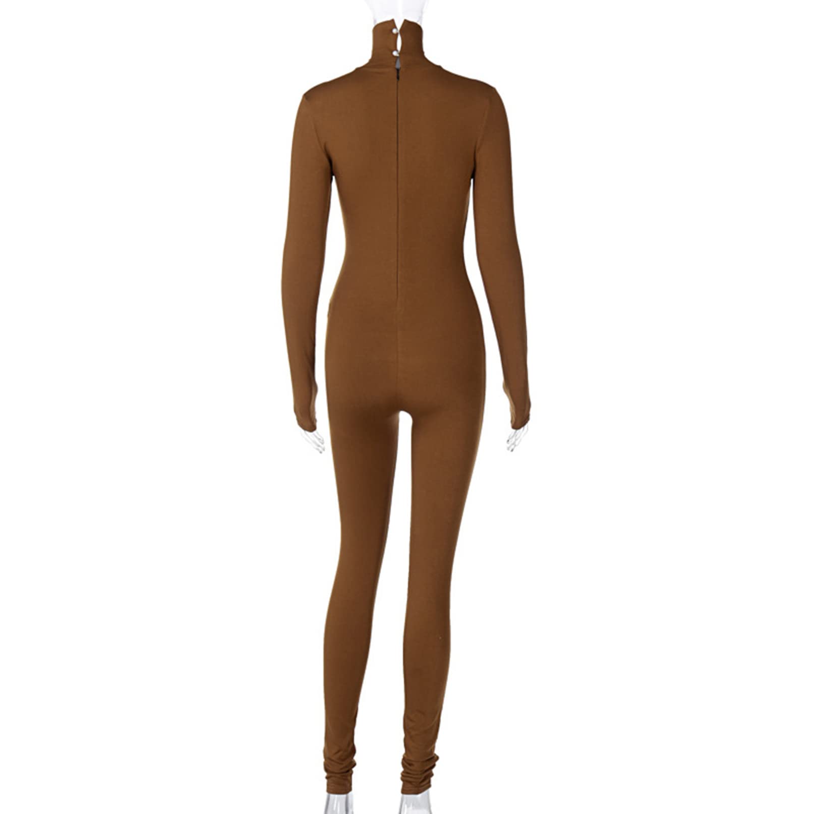 YiZYiF Mono Elástico para Mujer de Una Pieza Maillot con Manga Larga Mono Deportivo de Color Liso para Yoga Gimnasia Leotardo de Moda S-XL
