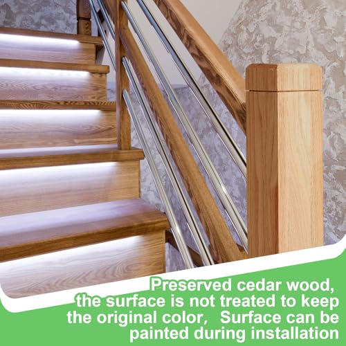 Image of CroBlissful 2 Pcs 3 inch x 3 inch x 48 inch Solid Red Oak Stair Newel Post with a Single Groove Notched Newel Wood Balusters for Staircase Interior Railing Newels for Stair Handrails