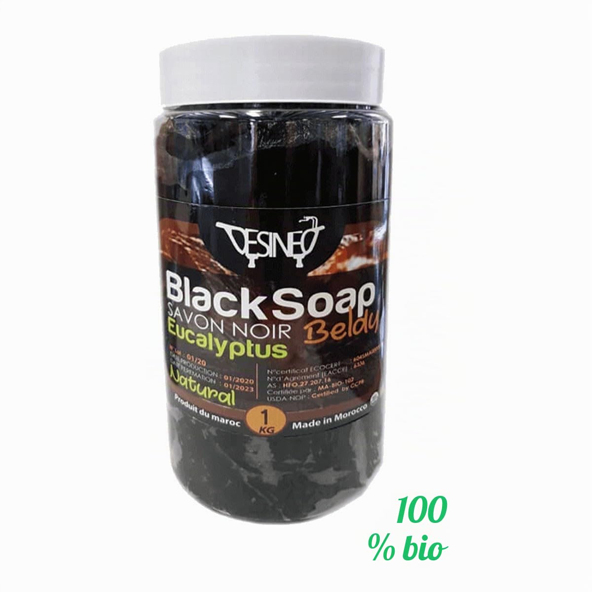 aromaroc Lot de 10 kg de Savon Noir 100% Naturel Bio à l'eucalyptus beldi pour Soin du Corps