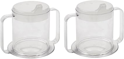 Independence 2-Handle Plastic Mug with 2 Style Lids - Spill-Resistant Adult Sippy Cup (2-Pack)