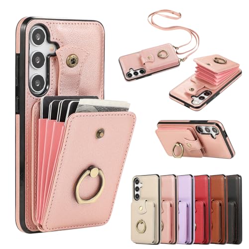 Coque antichoc Galaxy A55 5G anti-chute avec lanière de transport or rose