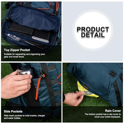 MOUNTAINTOP 35L Unisex Hiking Backpacks Lightweight Trekking Rucksack Light Daypacks for Travel Camping Climbing Mountaineer Outdoor Sport - Image 6