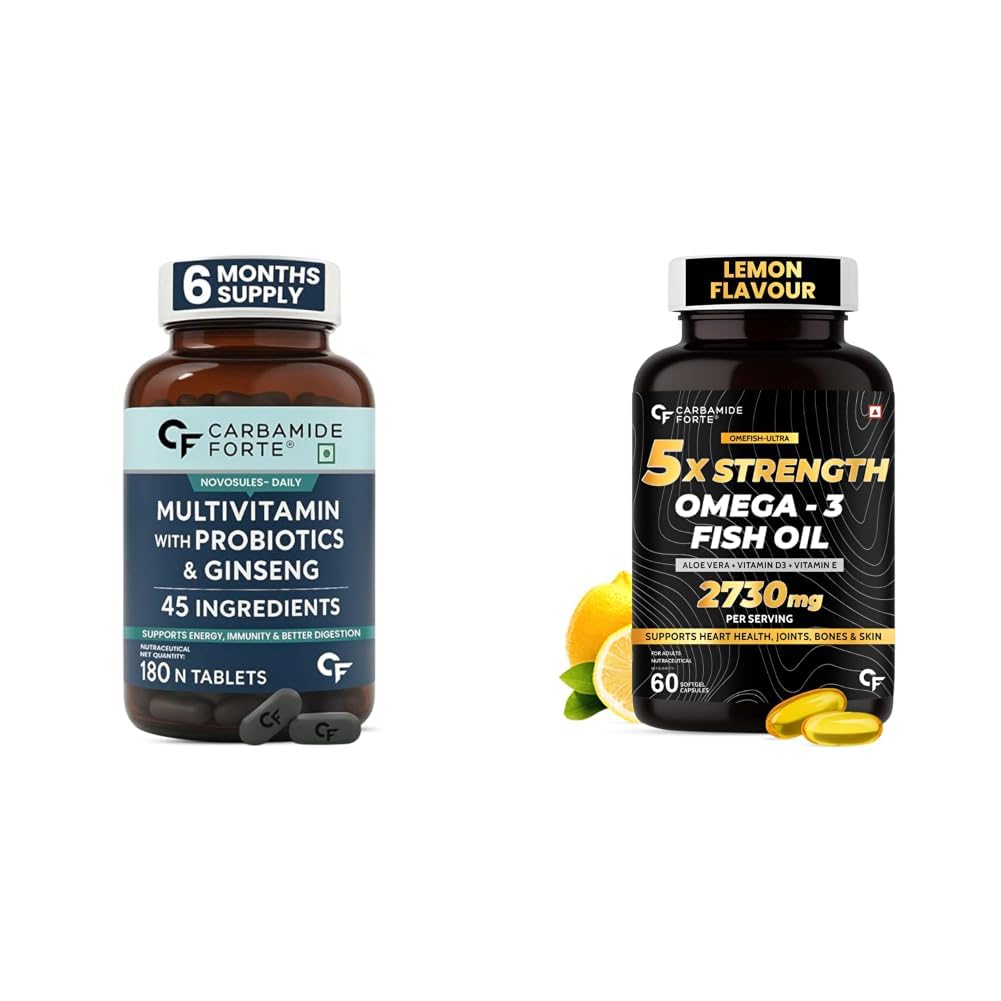 Carbamide Forte Multivitamin Tablet for Men Gym | Multi vitamin Tablet for Men | Multi Vitamin for Mens for Daily Immunity & Energy Support | 180 Tablets & 5X Strength Omega 3 Fish Oil Capsules 2730mg-picture-27