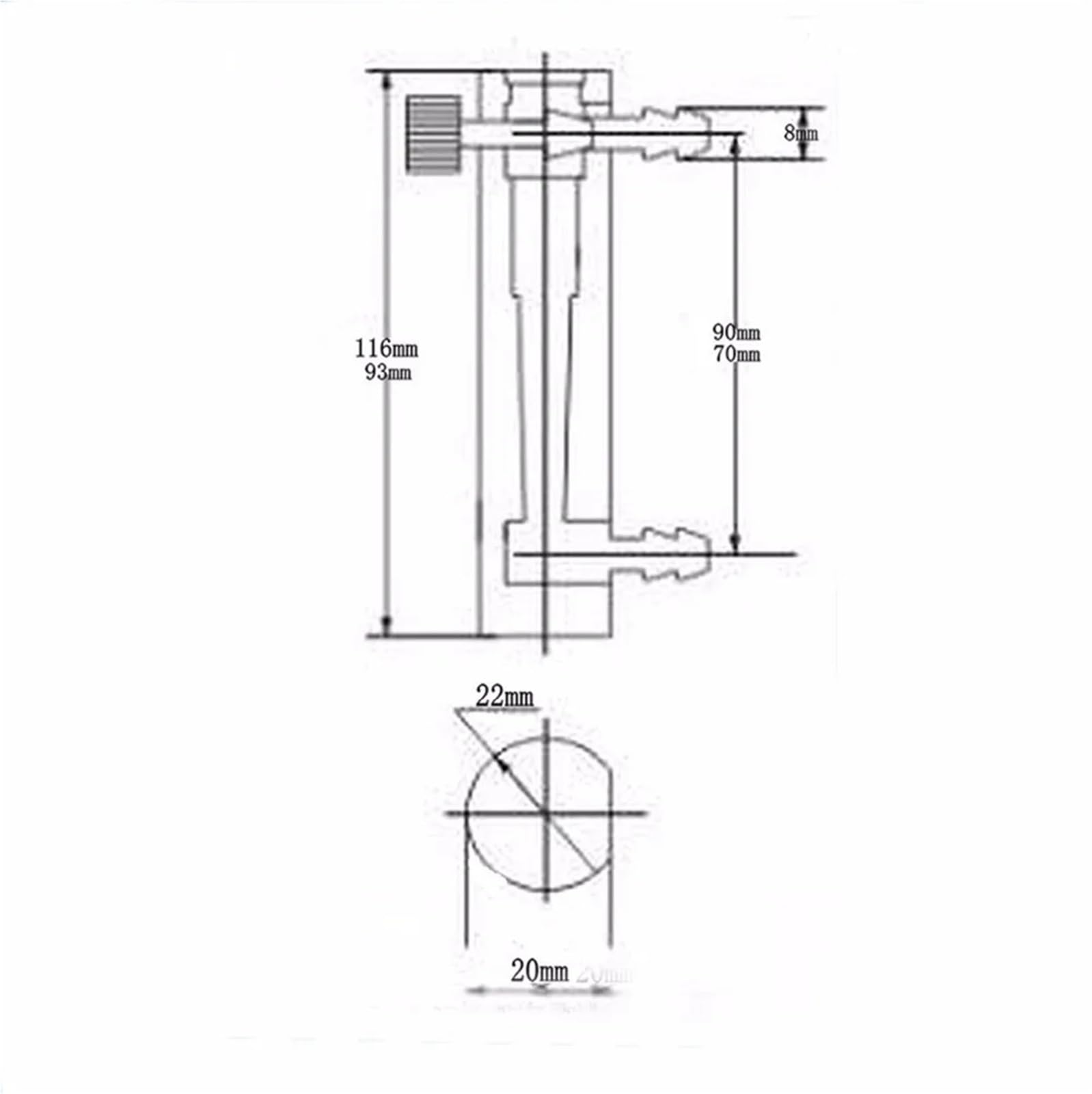 Medidor de Flujo de Aire Regulador de Gas， Caudalímetro rotámetro de oxígeno y Aire gaseoso con válvula de presión de 0,1 MPa(Length 93mm,18 LPM)