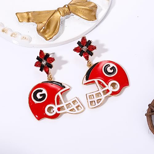 Football Earrings for Women Dangling Sparkle Rhinestone Crystal Football Helmet Dangle Drop Earrings Hypoallergenic Gameday Sports Team Dangly Earrings Statement College School Spirit Football Earrings Jewelry Game Day Outfits for Football Fans2