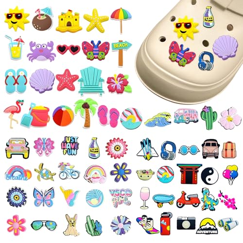 VEGCOO 60 Adornos para Zapatos, Pins para Croc, Shoe Charms Pins Decorativos,Charm para zapatos Zuecos Regalos de Niños Fiesta Cumpleaños