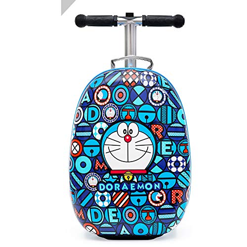 Kid' Scooter Luggage Case ?20" Ride-on Scootcase for Boys Suitcase with Collapsible Scooter ?Cartoon Children's Suitcase Baby Scooter Suitcase Trolley Case Slide Car Stand (B)