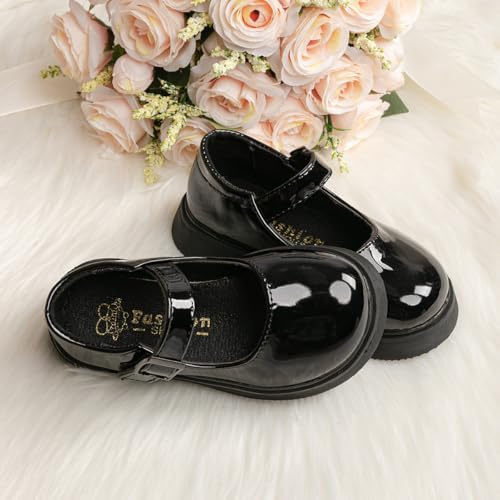 Image of KIDSUN Girl's Oxford School Uniform Dress Shoe Princess Flats Bow Slip on Loafer (Toddler /Little Kid)