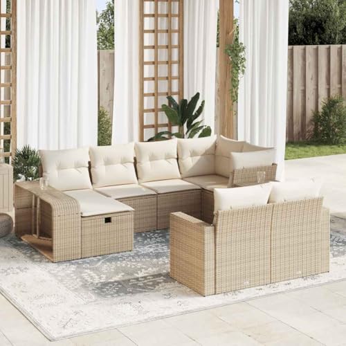 Vetnasa Juego de sofás jardín con Cojines Beige 10 pzas ratán sintético Mobiliario, Muebles de jardín, Conjuntos de jardín Beige 78,3 KG