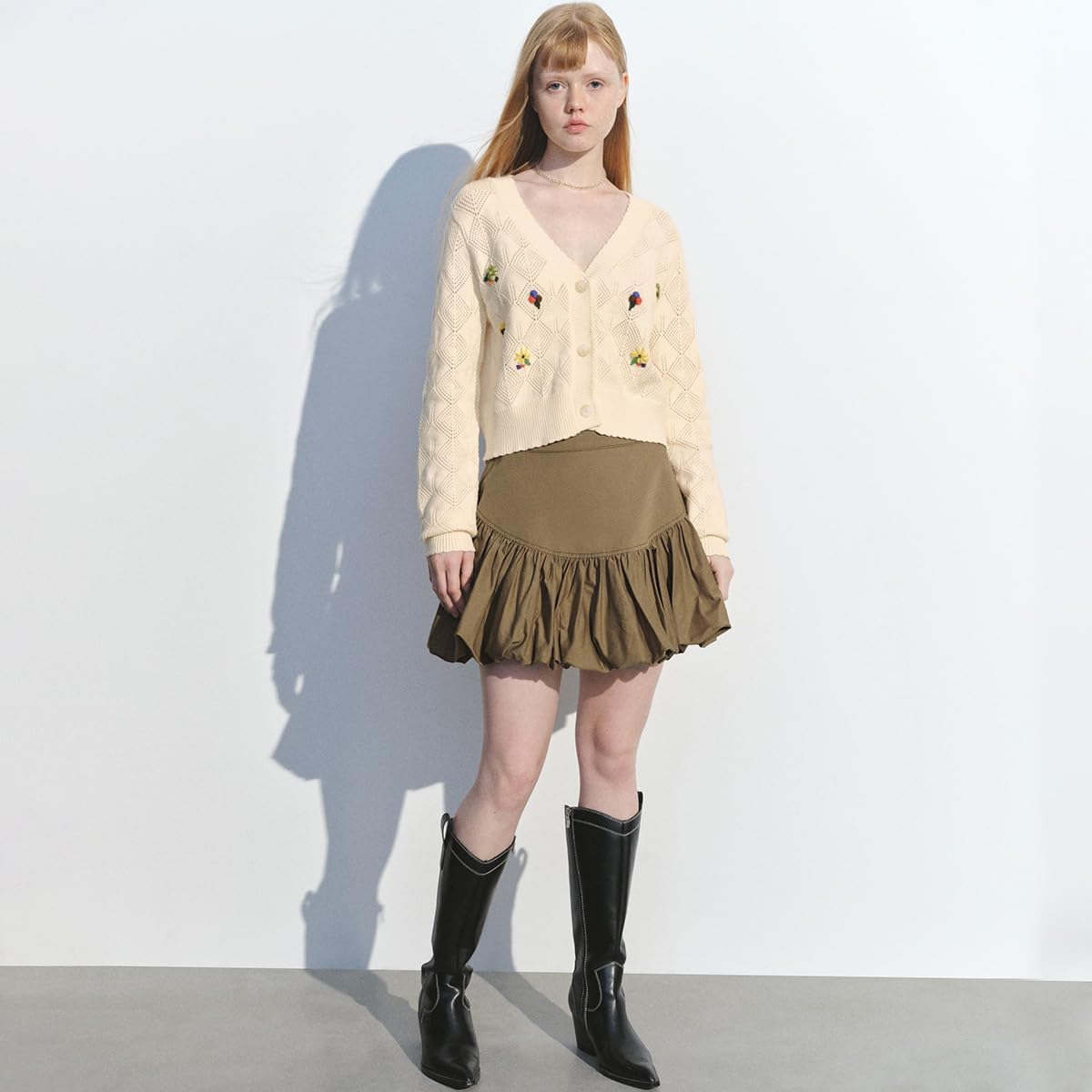 URBAN REVIVO Women Bubble Mini Skirts Balloon High Waist Ruffle Hem Summer Puffy Cute A-Line Sexy Y2K Skirt - Image 2