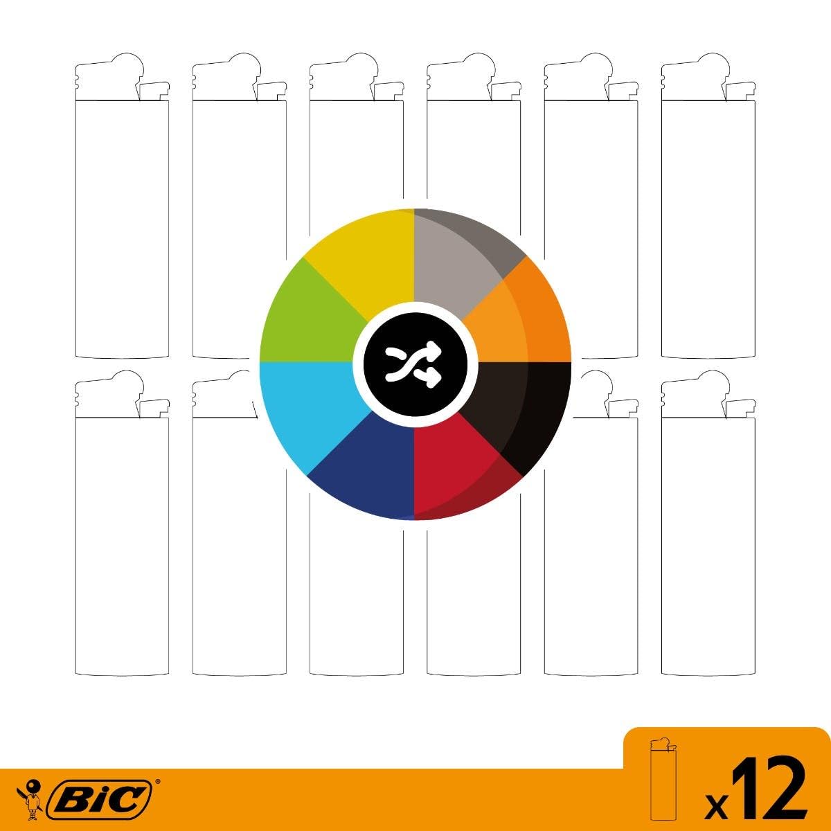 BIC - Juego de 12 encendedores Maxi de pedernal Surtidos